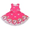LaBeca Girls Party Casual Printed Twirly Sleeveless Dress Rainbow Unicorn