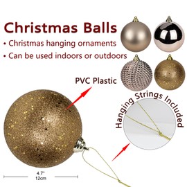 12 cm Christmas Decoration Christmas Baubles, 4 Pieces Shatterproof Christmas Tree Baubles Ornaments Christmas Tree Decoration for Christmas Tree Baubles Christmas Decoration Baubles