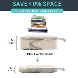 4 pcs Compression Packing Cubes Set,Travel Packing Cubes for Suitcases,Lumobrilla Travel Organisers for Carry On Luggage,Waterproof Cubes,Expandable Storage for Women/Men,Beige