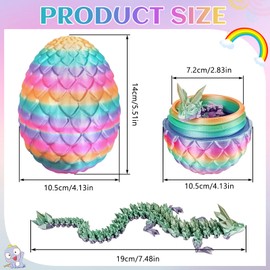 3D Printed Dragon Egg, Dragon Egg with Dragon, Mysterious Dragon Toy, Movable Dragon, Gifts Movable Dragon Figures for Easter Decoration (Candy Colour)