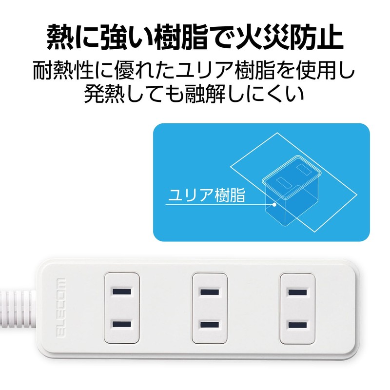 ELECOM T-S02-2430WH Power Tap, Easy Wiring, 180° Swing Plug, 4