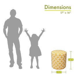 Majestic Home Goods Yellow Links Indoor/Outdoor Bean Bag Ottoman Pouf 16" L x 16" W x 17" H