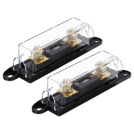 sourcing map 2 Set 200 A 32 V ANL Fuse Holder Kit 200 A Fuse 0/2/4/8 Gauge AWG Inline Fuse Block Fuse Box Automotive Fuse Block for Radio Audio Inverter Amplifier