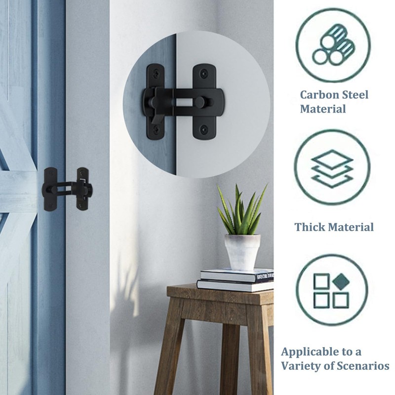 WAYDA Barn Door Lock, 90 Degree Right Stainless Steel Angle