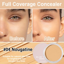 Under Eye Concealer for Dark Circles, Under Eye Brightener Color Correcting, Pro Full Coverage Concealer Tattoo Cover up Makeup, Waterproof and Long Lasting Corrector de Ojeras (#04 Nougatine)