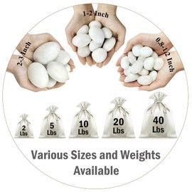 FANTIAN FANTIAN 2lbs Small White Pebbles for Plants, 0.8-1.2 inch Decorative White River Rocks for Plants, Aquariums, Landscaping. White Stones for Planter Vase and Outdoor Garden Rocks