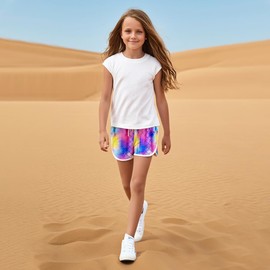 ZukoCert 5 Pack Girls Athletic Shorts with Drawstring,Girls Dolphin Shorts,Dry Running Shorts for Girl in 5-7Years