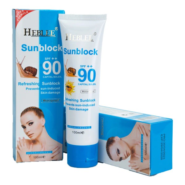 Heblee Protector Solar Con Baba De Caracol SPF 90 Waterproof