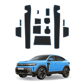 LFOTPP Non-Slip Mats for Dacia Duster 3 III 2024 2025, Car Centre Console Storage Box Rubber Mats, Drink Holder Mat, Duster P1310 Door Seam Non-Slip Mat (Blue)