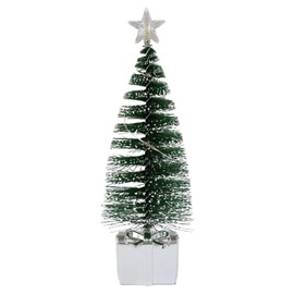Christmas Decorations-Sliver Gift Base Mini Artificial Christmas Tree with Colorful LED String Lights and Star, Tabletop Small Xmas Tree for for DIY Christmas Holiday Decorations Christmas Decor