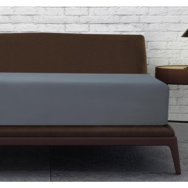 Linen Home Grey Double Fitted Sheet Deep fit 12''/30cm Microfibre Easy Care Fitted Bed Sheets Double - Super Soft Brushed Wrinkle and Fade Resistance Bedding (Double, Grey)