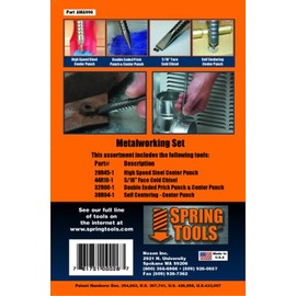 SpringTools AMA996 4 Piece Metalworking Set with High Speed Steel Center Punch, Self Centering Center Punch, 5/16-Inch Cold Chisel, Combination Prick Punch & Center Punch.