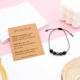 yfstyle Crystal Healing Stones Bracelets Healing Spiritual Crystal Bracelets for Women Men Amethyst Anxiety Bracelets Empath Protection Bracelet Natural Gemstones Bracelets Jewelry Gifts-Protection