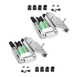 Willwewon 2pcs DB9 Thin Metal Shell Female Connectors Solderless RS232 D-SUB Serial to 9-Pin Port Terminal Connector Distribution Board with Shell Long Bolt Tailpipe