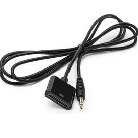 30 Pin Female Dock Connection to 3.5mm Male Audio Output AUX Cable, 3.5mm Audio Plug to Pod Dock Female Adapter, 5 feet, Black