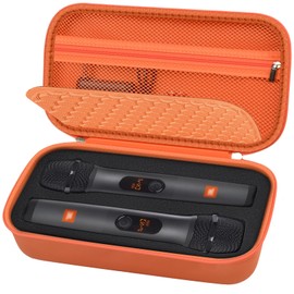 Wireless Microphone Case Compatible with JBL Wireless Two Microphone System, Handheld Dual Mic Travel Storage Bag for Receiver, Batteries and Other Accessories -Orange(Box Only)