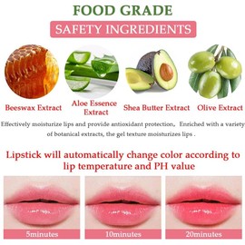 Bálsamo Labial Lápiz Labial con Cambio Color Temperatura Mágica, Hidratante de Labios Aloe Vera, Maquillaje Labios Nutritivo Larga Duración, Lip Balm Brillo Labios Aloe Vera Regalo de Cumpleaños
