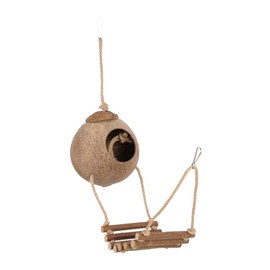 Mipcase Gecko Husk Hut Crested Gecko Tank Accessories Decorative Reptile Hiding Cave with Ladder Coconuts Shell Shelter for Reptile Lizard Reptile Hiding Cave Bird Nesting House