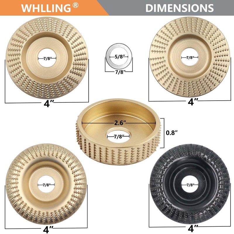 5PCS Angle Grinder Wood Carving Disc Set, 4 and 4