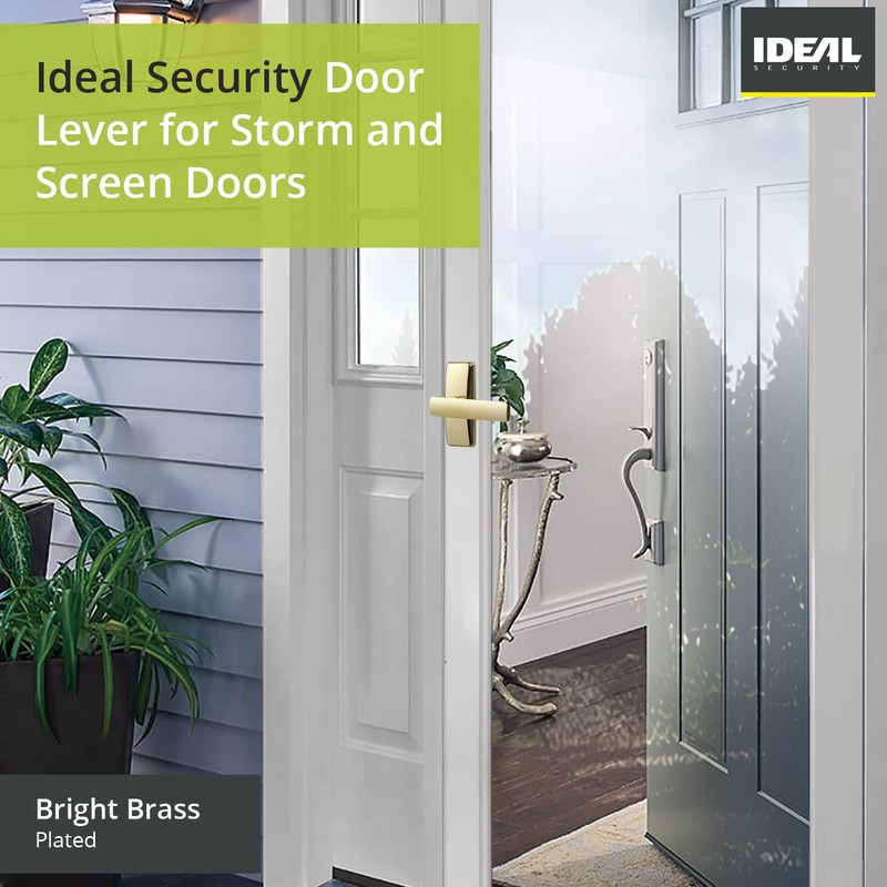 Ideal Security Door Lever for Storm and Screen Doors, Bright