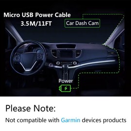 Maixbomr Dash Cam Micro USB Power Cable, Left Angle 90 Degree Micro USB with Dual USB Port Fast Power Supply, for 12V-24V Car and Truck Dash Cam, GPS Navigator, MP3 Player and Other USB Devices