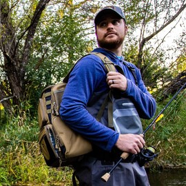 Piscifun Fishing Tackle Backpack with 4 Trays, Large Outdoor Storage Tackle Bag with Protective Rain Cover, Khaki