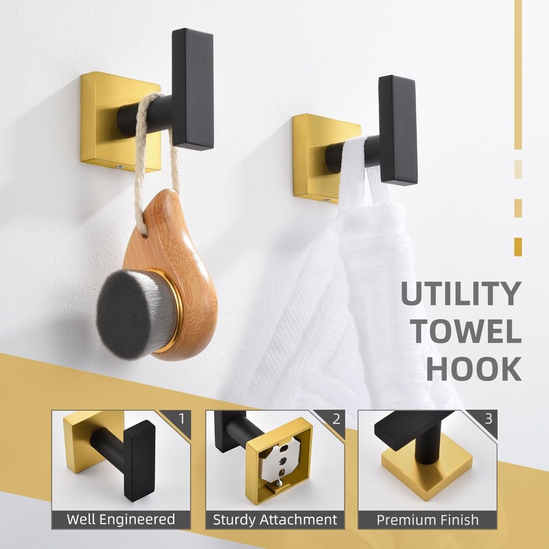 Angle Simple Bathroom Towel Hook 2 Pack, SUS 304 Stainless