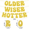 Birthday Banner,Glitter Older Wiser Hotter Birthday Decorations Banner For Men