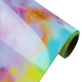 Rainbow Tie Dye HTV Heat Transfer Vinyl by KISSWILL - 10 Inch x 5 Feet Iron on Vinyl Rolls for DIY T-Shirts Hats and Other Fabric (Blue & Green & Purple & Yellow)
