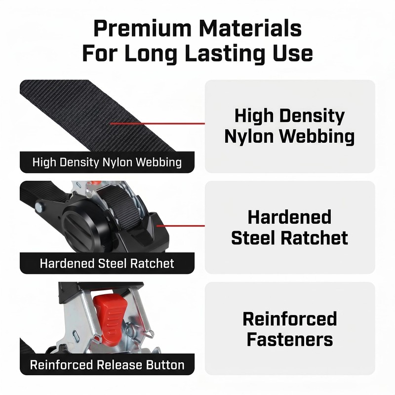 Dynarise Shield 10Ft Auto-Retractable Tie Down Ratchet Straps Pro Kit