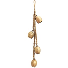 Sparkle Dreams Rustic Style 4 Round Bells Hanging Cluster Small Cow Bells for Crafts Christmas Tree Jingle Hanging Bells