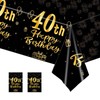 COSORO 2pcs Black Gold Table Cloth, 40th Birthday Table Decoration,