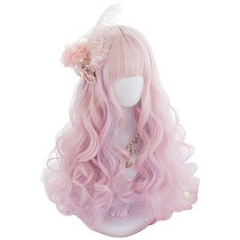 Harajuku Style GAL Wig, Lolita, Cosp Wig, Heat Resistant, Women's (Pink), Mesh, Long, Curly Hair, Bun Hair, Goth Loli, Forest Girl, Cute Princess, Small Face, Party, Costume, Everyday Wig
