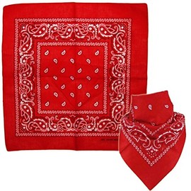 OUTLETISSIMO® Red Square Bandana 100% Cotton Paisley Pirate Sport Under Helmet, red