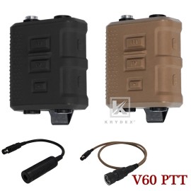 KRYDEX FCS V60 PTT Adaptor fo AMP ComtacIII RAC Radio Connector Tactical Headset - Dark Earth