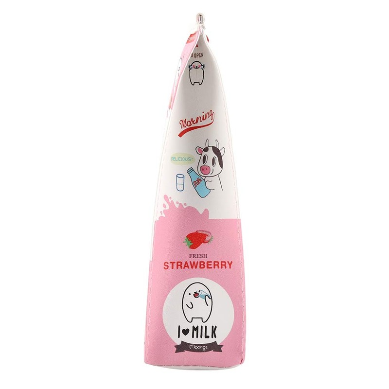 Haofy Cartoon Milk Stationery Bag, Waterproof PU Pencil Case Storage