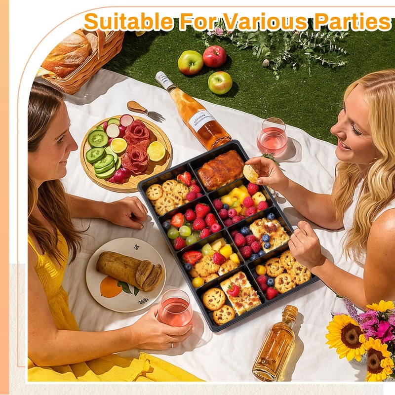 Shellwei 5 Pack Extra Large Divided Catering Trays with Lids