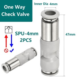 MiJunHD 2PCS Pneumatic Check Valve, 4mm Inner Dia. Non Return Check Valve, Straight One Way Valve Push to Connect Quick Connector for Vacuum Air Compressor Pump