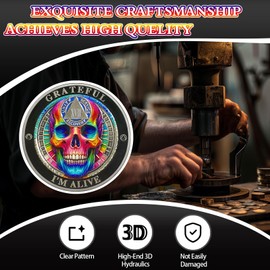 Rainbow Skull 17 Year Sobriety Coin, Grateful I'm Alive AA Coin - AA Chips and Medallion - Seventeen Years Recovery Anniversary Token with Serenity Prayer, Sobriety Gifts for Men Women