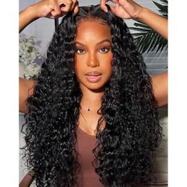 ten chopsticks Curly Human Hair Transparent HD Lace Frontal Deep Wave Wigs 13x4 Lace Front 100% Human Hair Wigs Natural Black Glueless Lace Frontal Wigs 150 Density Pre Plucked Brazilian
