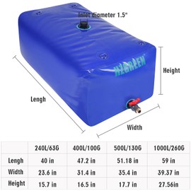HZGREEN Water Bladder 240L/63G Water Tank Storage Container Foldable Portable Large Capacity Soft Bag Suitable for Outdoor Easy to Carry Out