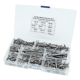 POFET Assorted Stainless Steel Screws Set 265 PCS M3/M4/M5 Self Tapping Screws Set, Flat Head Rust Proof Wood Screw Kit with Storage Box for Homemade, Repair