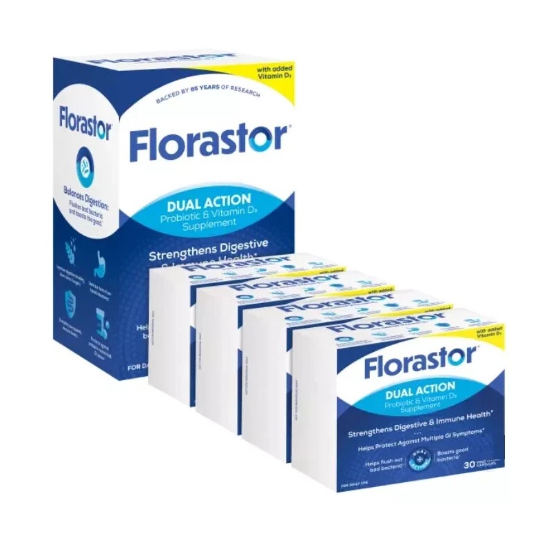 Florastor Daily Probiotic with Vitamin D3, 120 Vegetarian Capsules