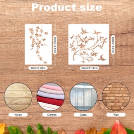 6pcs Tree Vine Leaf Stencils for Painting on Wood, Large Branches Wall Stencils for Crafts Reusable Art Templates for Painting on Canvas Paper Floor Clothes DIY Drawing