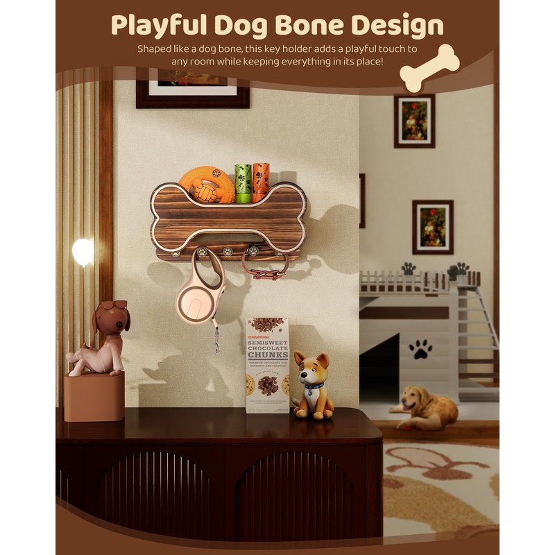 MTERSN Farmhouse Dog Leash Holder for Wall - Dog Stuff