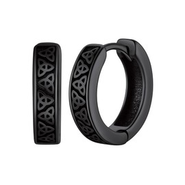 ChicSilver Black Hoop Earrings for Men Celtic Knot Irish Black Cubic Zirconia Hoop Earring Men Hypoallergenic Earrings for Man