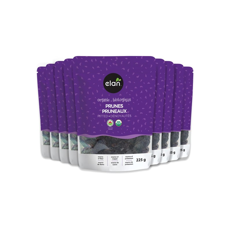 ELAN Organic Pitted Prunes, Non-GMO, Vegan, Gluten-Free, 225g (Packaging May