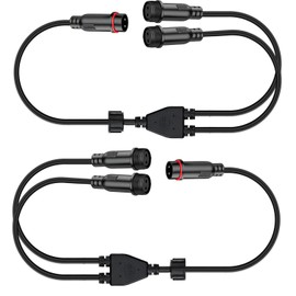 HaoDuoQian 2 Core 2Pin Led Connector 18AWG Big Size IP65 Y Shape 1 Male Divided 2 Female Splitter Connector Black Plastics 0.75mm²/18AWG 22mm Nut