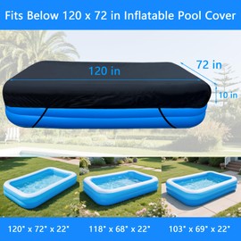 120 x 72 inch Inflatable Rectangle Pool Cover 10 x 6 ft Inflatable Rectangular Pool Covers Garden Outdoor Above Ground Swimming Pool Shades Backyard Adult Pool Accessories Rainproof Waterproof
