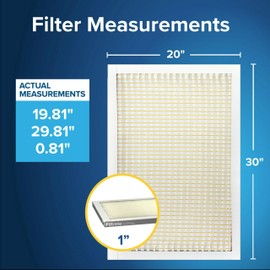 Filtrete Filtrete 20x30x1 AC Furnace Air Filter, MERV 5, MPR 300, Capture Unwanted Particles, 3-Month Pleated 1-Inch Electrostatic Air Cleaning Filter, 6-Pack (Actual Size19.81x29.81x0.81 in)